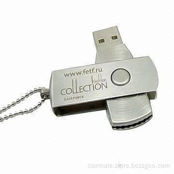 Metal Swivel USB Drive, Sized 51 x 16mm, Silver Color